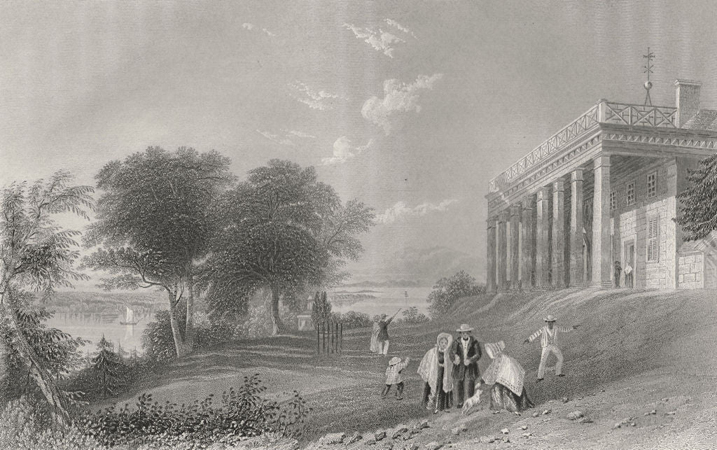 Washington's House, Mount Vernon, Virginia. WH BARTLETT 1840 old antique print